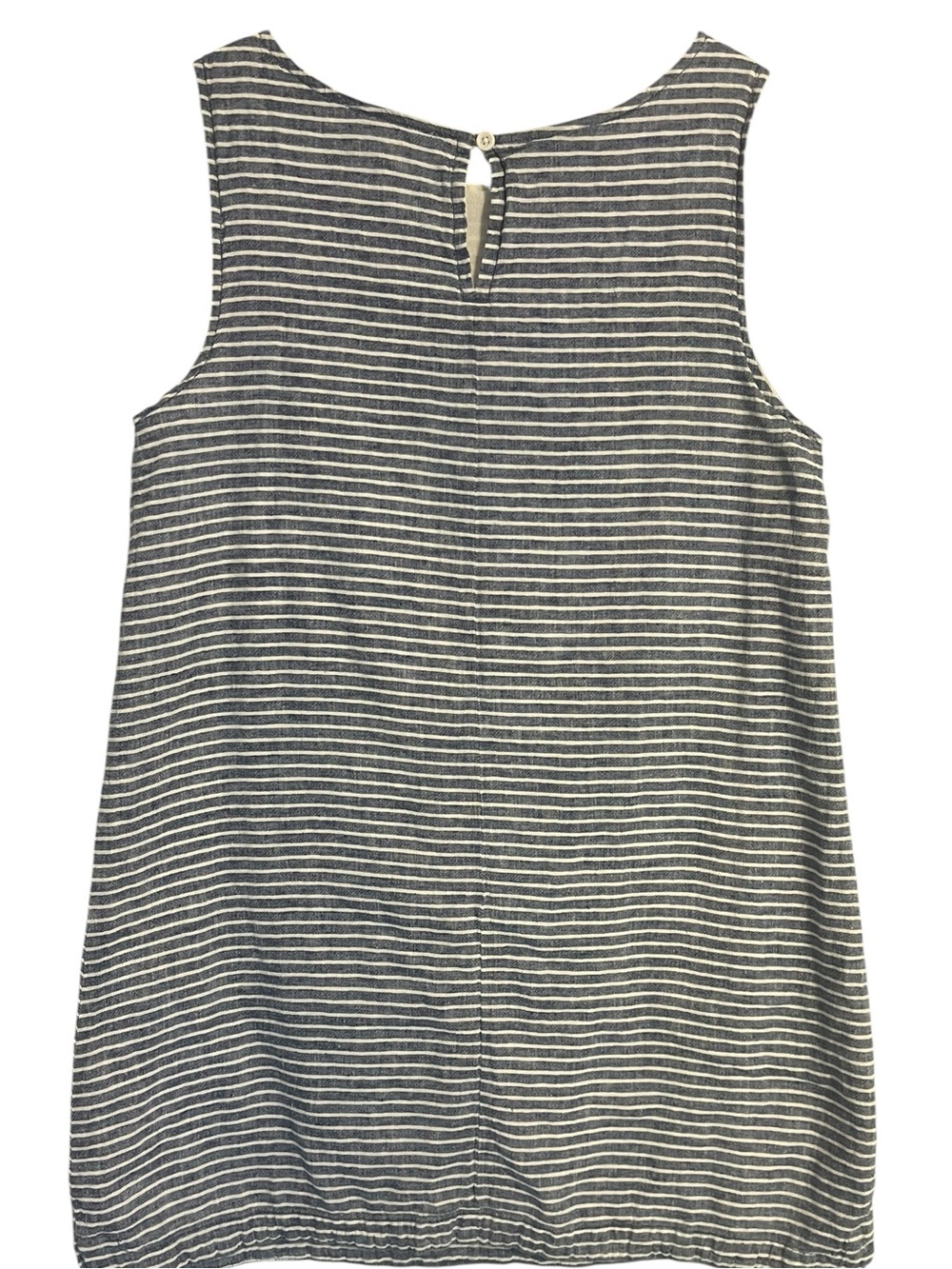 Coastal Grandma Linen Blend Striped Tunic Dress Beach Cover Nautical Beach L - Picture 3 of 5